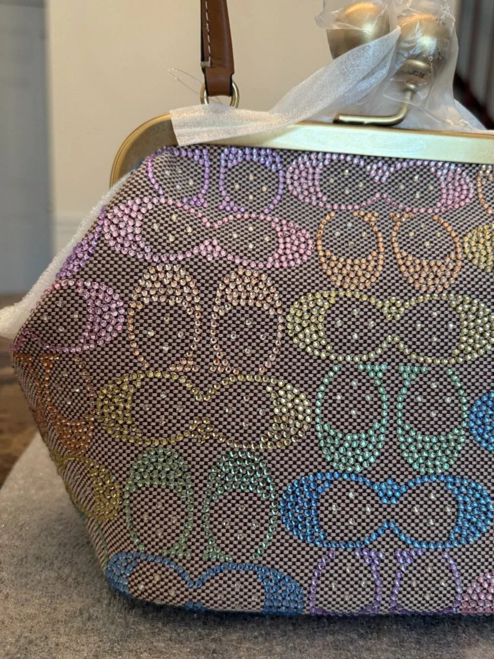 Coach Kisslock Frame Bag 16 In Crystal Signature Jacquard (Rainbow/Candy Multi) - Picture 2 of 16